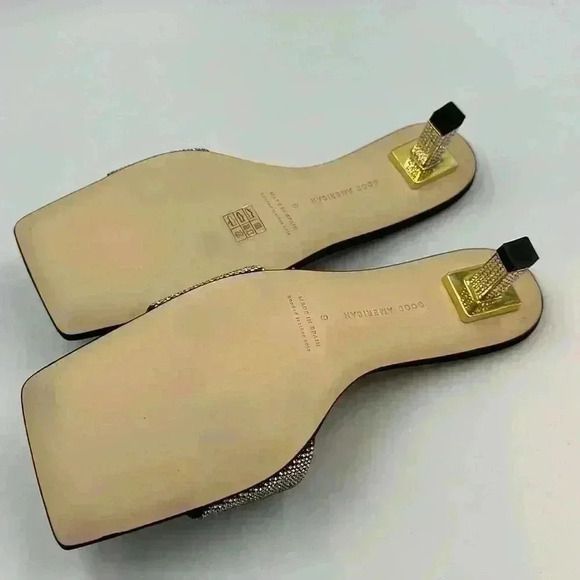 ๐ with box Good American square toed rhinestone heeled slides size 9 - Picture 9 of 12